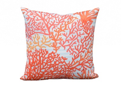 Coussin MOTIF CORAIL ROUGE 45X45, toile polyester 280 gr traité déperlant. PROLOISIRS