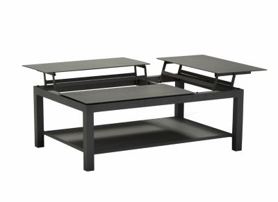 Table BUTTERFLY, 120x80x42/54cm, chassis aluminium epoxy GRAPHITE, 3 plateaux élévateurs Océo