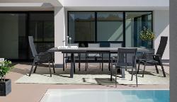 Table extensible KRION Anthracite, structure aluminium dim : L205/265 x P103 x H78cm Andrea Bizzotto