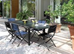 Table ELISE 140/240x90cm châssis aluminium epoxy GRAPHITE/GRIS plateau en VERRE trempé 5mm mat, RALL