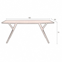 Table MALAYA  L180 x P90 x 74 cm - DUTCHBONE