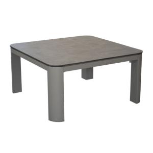 Table basse Eole 80X80 châssis alu époxy TAUPE plateau Trespa LUNA 8mm décor mat OCEO