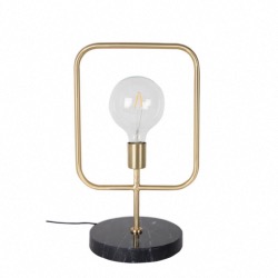 Lampe CUBO Abat-jour en fer, finition couleur laiton, Base en marbre poli