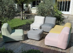 Fauteuil BALLOON MIEL, PVC gonflable avec housse en polyester structuré, 71x92x75 cm Proloisirs
