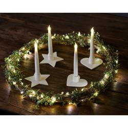 Bougie avec étoile Olina, blanche, H:15cm, 2 pièces Sirius