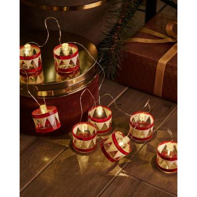 Guirlande tambour Elly, 8 lumières, rouge Sirius