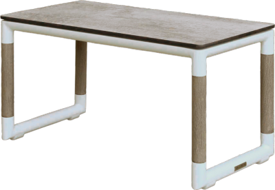 Table basse BASTINGAGE S, Aluminium BLANC , Duratek, plateau HPL BETON CIRE 35x70xh38 Les Jardins