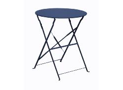 Gueridon CUBA diamètre 60cm en acier epoxy plateau plein coloris bleu pliant