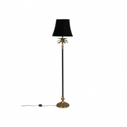 Lampadaire CRESTA Aluminium enduit de poudre noire avec placage or Abat-jour en velours 100% polyest