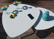 Table basse PHENIX 68, châssis aluminium epoxy coloris blanc, plateau plein, OCEO