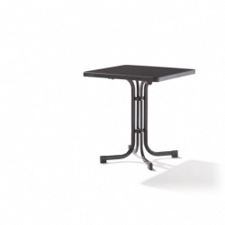 Table pliante 70x70 cm pied en ACIER gris foncé  et plateau Mécalit pro couleur ardoise anthracite 