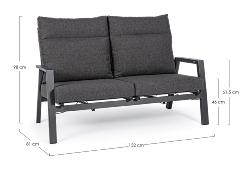 Canapé inclinable KLEDI Anthracite, structure aluminium L152xP81xH98 H/assise 46cm Andrea Bizzotto