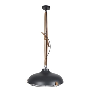 Suspension DEK Ø.51 métal noir & cuir ZUIVER