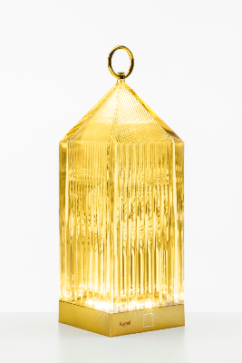 Lampe LANTERN AMBRE design fAbio Novembre en polymethacrylate de methyle teinté Kartell