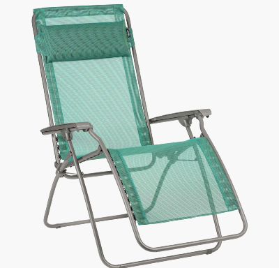Relax Lafuma tube acier col titane toile batyline Chlorophyle green Lafuma