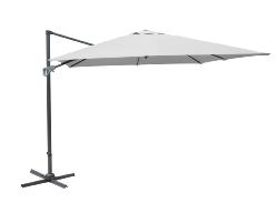 Parasol deporté NH 3X4m  Toile polyester 210GR blanche mât aluminium gris 53X77mm