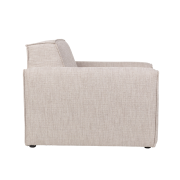 BOR, fauteuil confort et design en tissu couleur latte châssis en pin