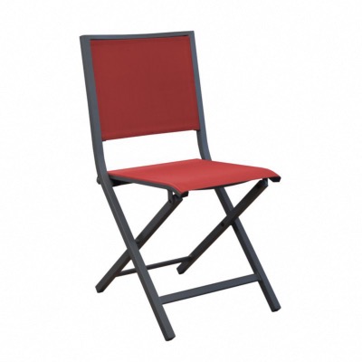 Chaise IDA Pliante châssis aluminium epoxy Grey toile polyester enduit perforée rouge 