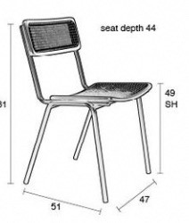 CHAISE JORT gris naturel, Assise et dossier en rotin naturel Zuiver