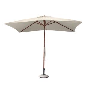 Parasol 3x2 bois eucalyptus toile polyester 210gr traité téflon avec cheminée coloris écru