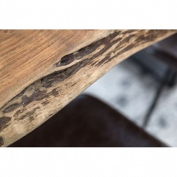 Table KAZ 200 en bois d’acacia avec bord tronc et pieds en métal noir - CASTLE LINE