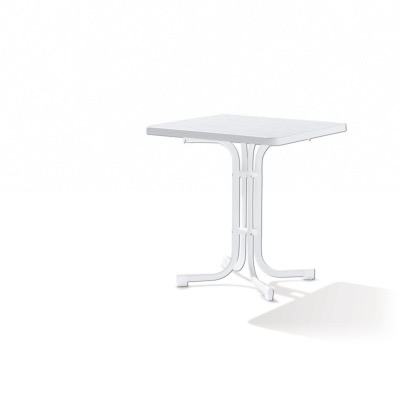 Table pliante 70x70 cm pied en acier et plateau Mécalit pro couleur blanc marbre