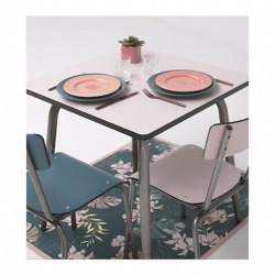 Table à manger Véra – uni Rose Poudré Pieds Bruts - 70x70 cm - LES GAMBETTES