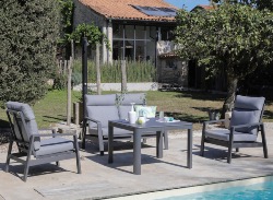 FAUTEUIL LE MARSEILLE, chassis aluminium epoxy coloris GRIS, coussins déhoussables Proloisirs