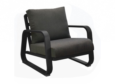 Fauteuil ANTONINO chassis alu epoxy GRAPHITE, coussin en tissus et garniture fibre 90x76x81 cm Océo