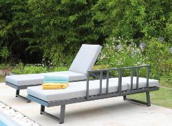 Lit LOUNGE MODULO, chassis aluminium epoxy, GRAPHITE, coussins déhoussables GRIS, Proloisirs