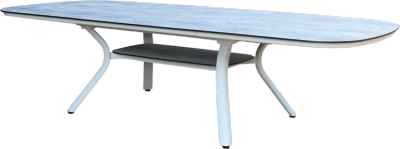 Table extensible SAGAMORE 200/300X120/ HAUT 75cm châssis alu blanc plateau plein HPL Les Jardins