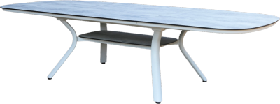 Table extensible SAGAMORE 200/300X120/ HAUT 75cm châssis alu blanc plateau plein HPL Les Jardins