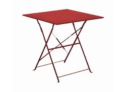 Gueridon CUBA pliant  70X70x71Haut en acier plateau plein coloris rouge