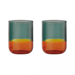 VERRE DEGRADE BLEU/ORANGE LOT DE 2 REMEMBER