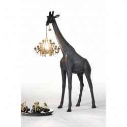 Lampe Giraffe XS In Love en polyethylène coloris Noir Hauteur 100cm design Marcantonio Marque Qeeboo