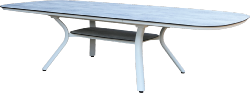Table extensible SAGAMORE 200/300X120/ HAUT 75cm châssis alu blanc plateau plein HPL Les Jardins