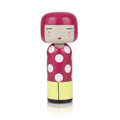 Poupée Kokeshi DOT peinte à la main,en bois de hêtre H 14.5 cm 