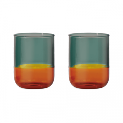 VERRE DEGRADE BLEU/ORANGE LOT DE 2 REMEMBER