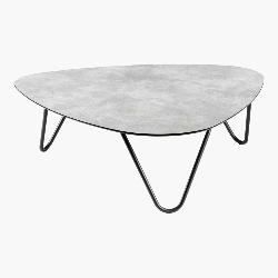 Table Basse Cocoon plateau en stratifié compact HPL ciment  pied acier galvanisé coloris noir