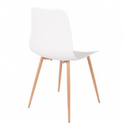 Chaise scandinave Leon en polypro blanc, piètement en alu couleur bois naturel