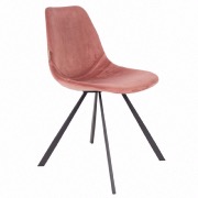 Chaise Franky en velours Rose - Dutchbone