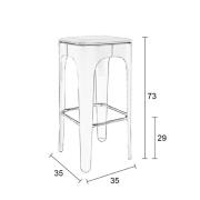 Tabouret de Bar UP WH chassis acier blanc, assise bois naturel