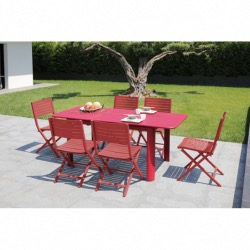 Table EOS 130/180X80 74cm hauteur en aluminium rouge allonge papillon