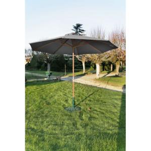 PARASOL Ø3M ARMATURE BOIS EXO TOILE GREY POLYESTER 210GR TRAITEE TEFLON AVEC MANIVELLE
