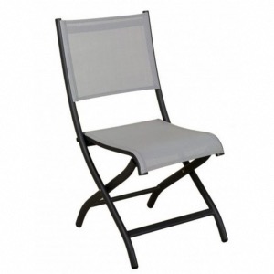 Chaise pliante BALE anthracite/gris clair - Les Jardins