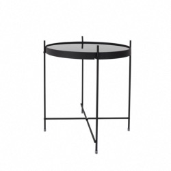 Table d'appoint CUPID coloris noir Ø43x45cm plateau de table amovible en verre ZUIVER
